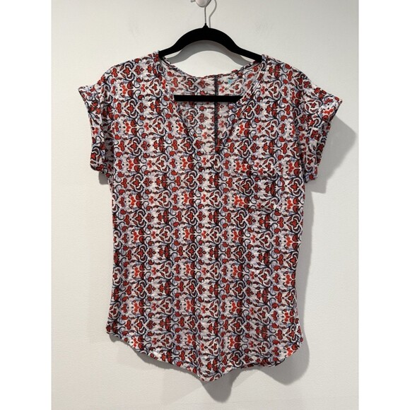 Kate & Sam Top Womens Small Geometric Floral Indie Boho Resort Sheer Stretch - Picture 1 of 5
